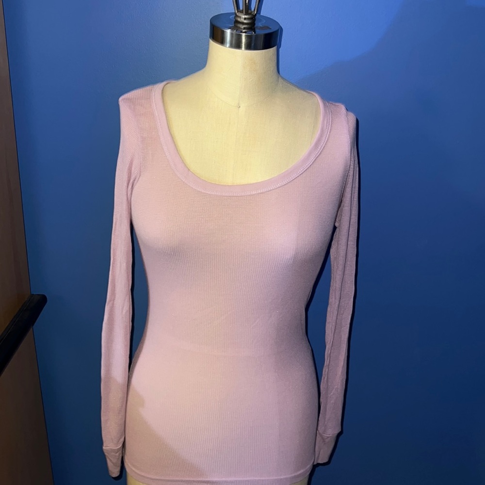 Cute Licorice Lavender Long Sleeve Waffle Top M